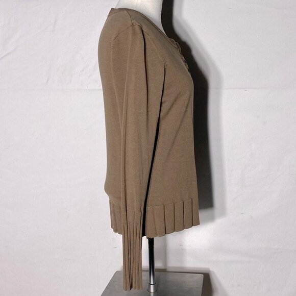Vintage Carlisle Tan Brown Silk Cotton Blend Light Sweater M - Picture 4 of 11